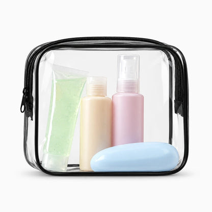 Petite pochette compacte en matière synthétique claire pour trousse de toilette en avion cabine