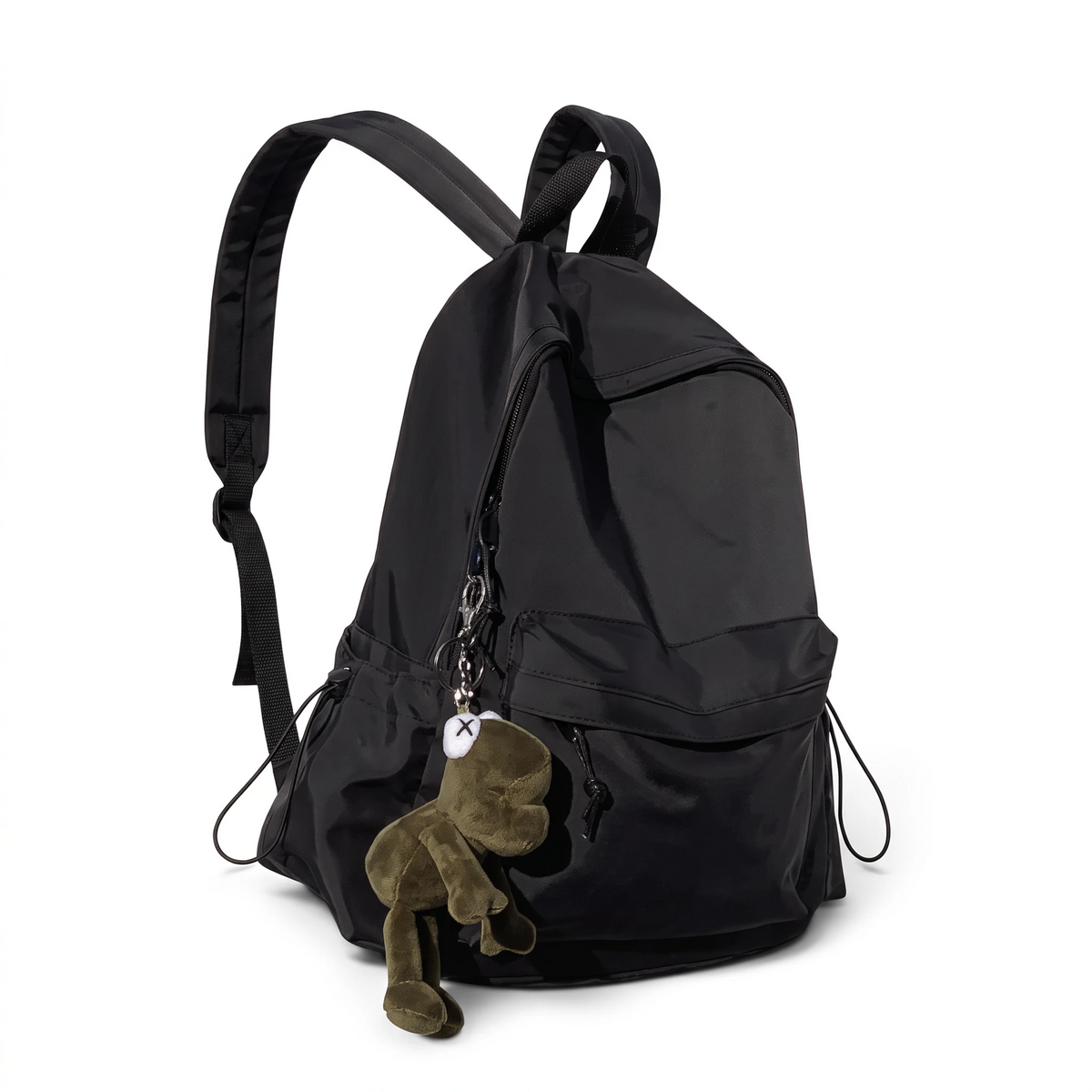 Bagage cabine et sac à dos beige écru posé sur une surface, illustrant le design épuré et léger