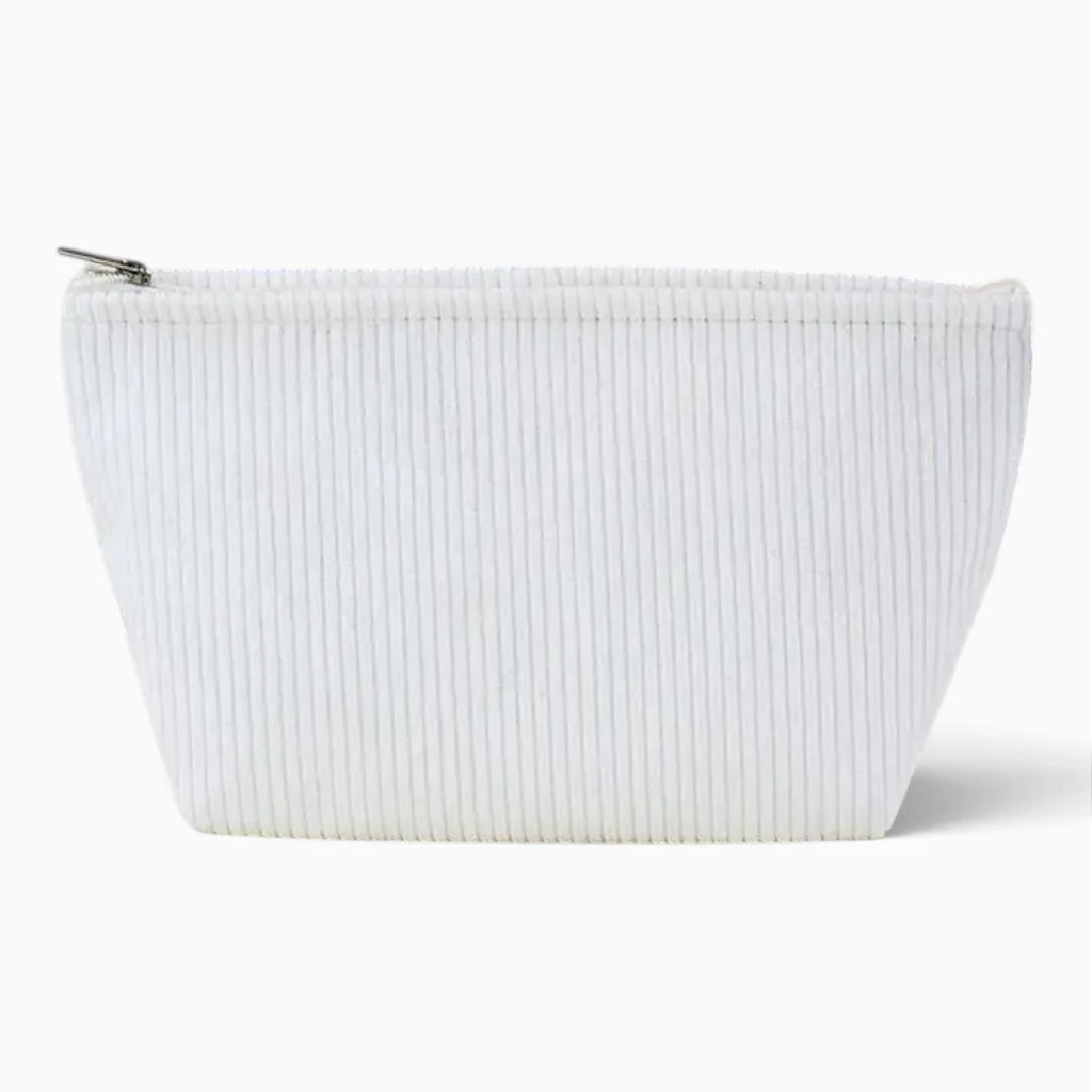 Grande trousse de toilette femme en velours côtelé avec poignée, design compact pour voyage