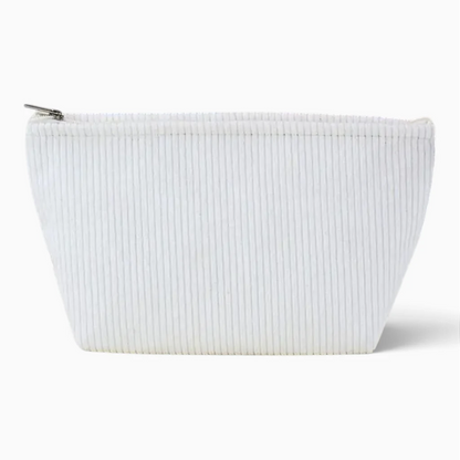 Grande trousse de toilette femme en velours côtelé avec poignée, design compact pour voyage