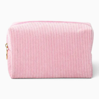 Détail de la fermeture éclair et poignée de la grande trousse de toilette femme