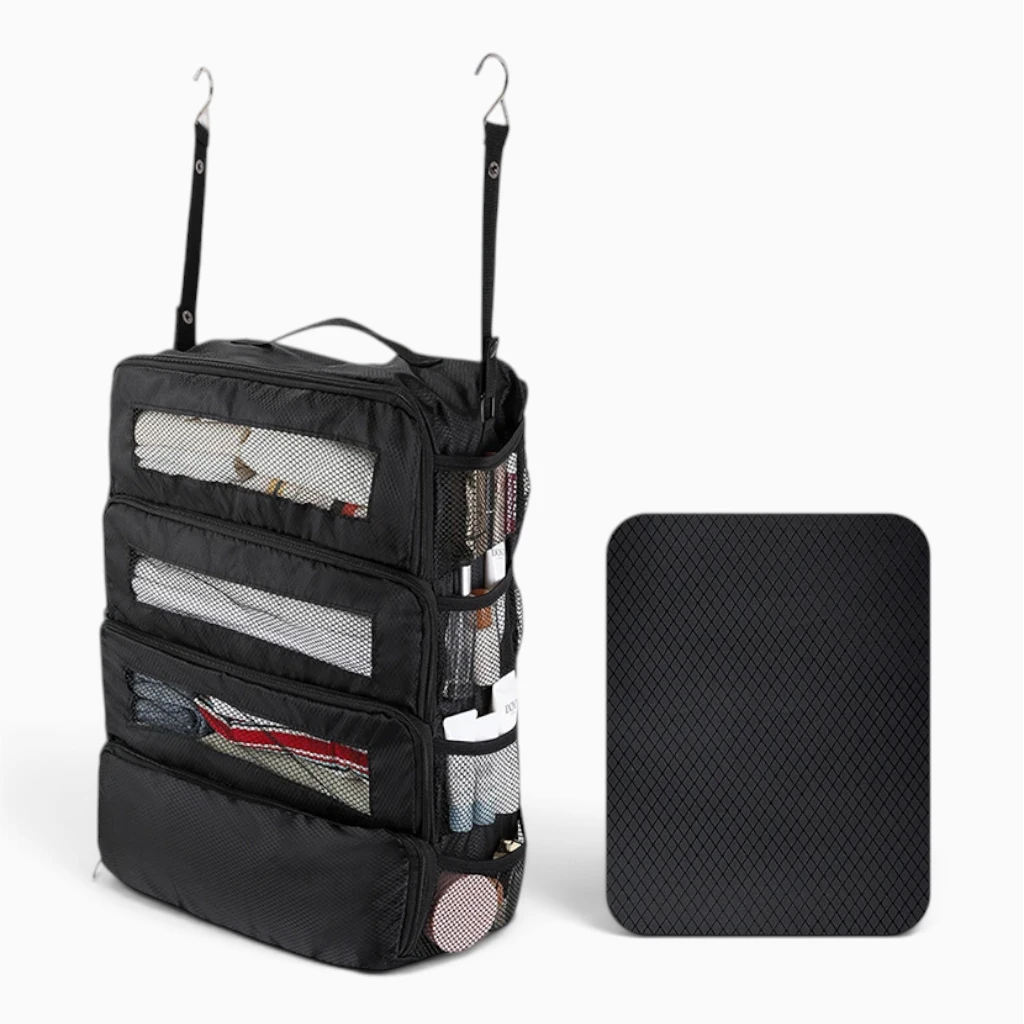 Organiseur valise compact replié sur lui-même prêt à être rangé