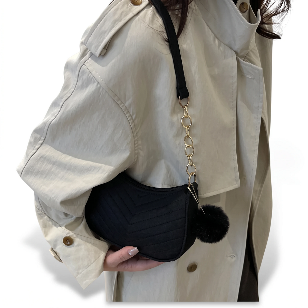 Petit sac en feutre tendance, bandoulière réglable pour port sous le bras