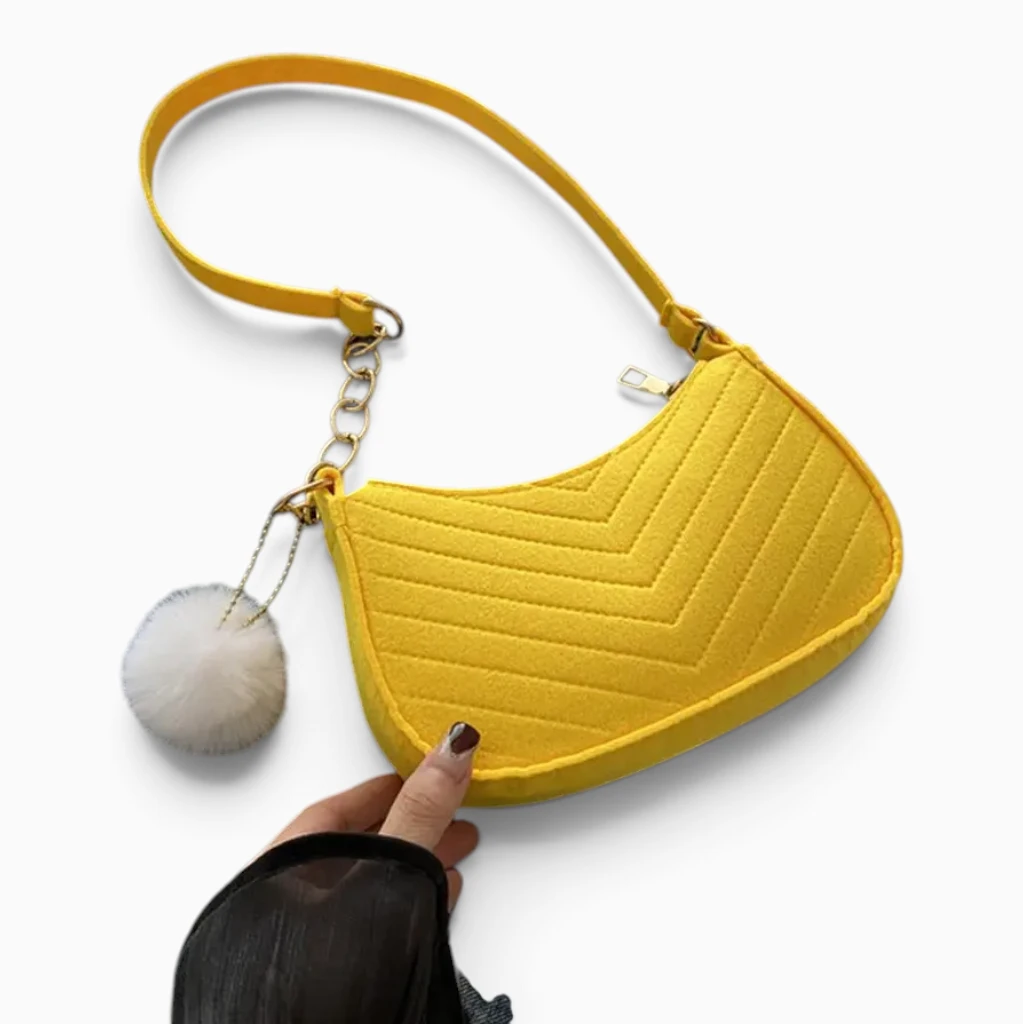 Sac bandoulière tendance jaune vif, petit format en feutre structuré