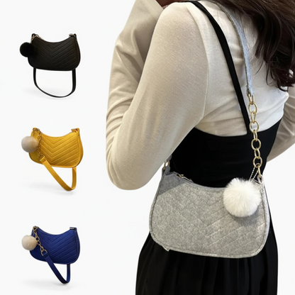 Format compact bandoulière, sac femme en feutre tons neutres, style affirmé