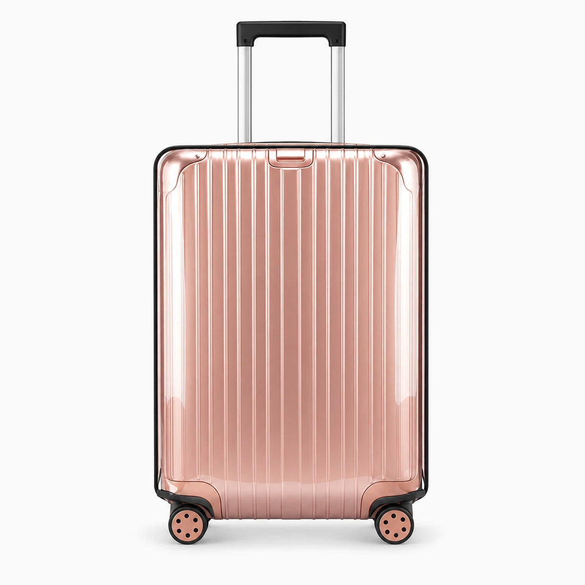 Valise protégée par une housse transparente contre les chocs et les rayures