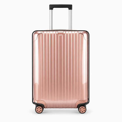 Valise protégée par une housse transparente contre les chocs et les rayures