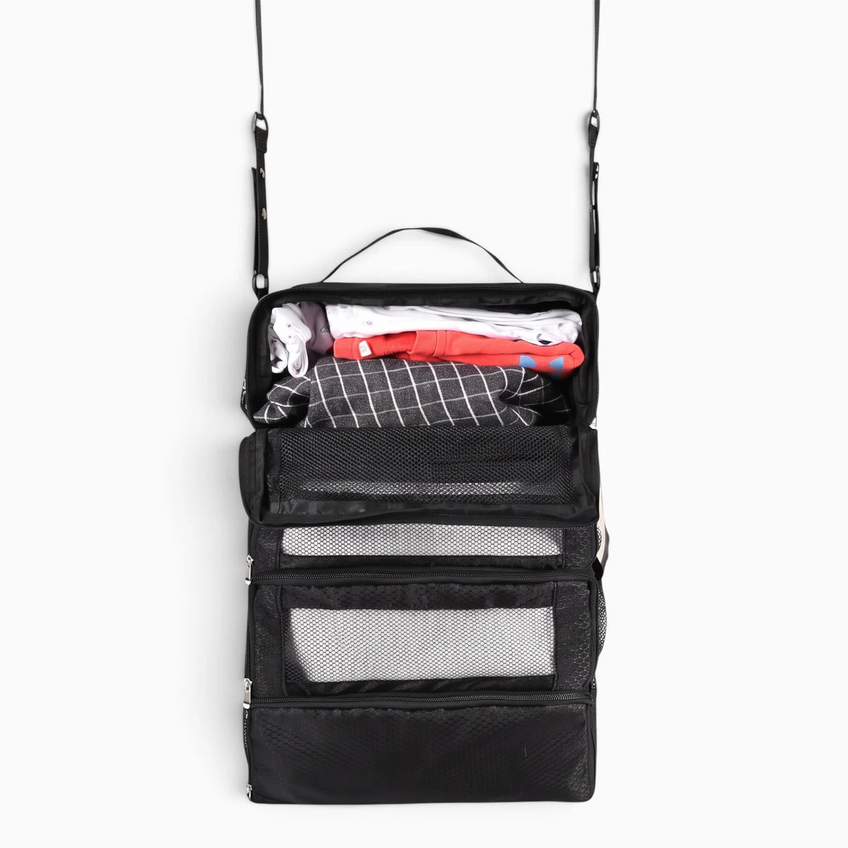 Rangement valise bleu adaptable toutes dimensions de bagages, design minimaliste