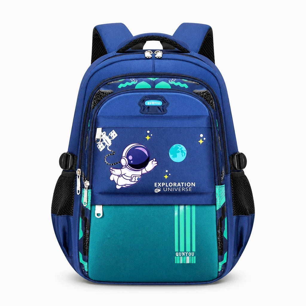Sac à dos enfant garçon imperméable avec motifs spatiaux, coloris vert