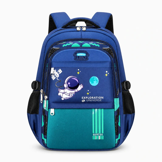 Sac à dos enfant garçon imperméable avec motifs spatiaux, coloris vert