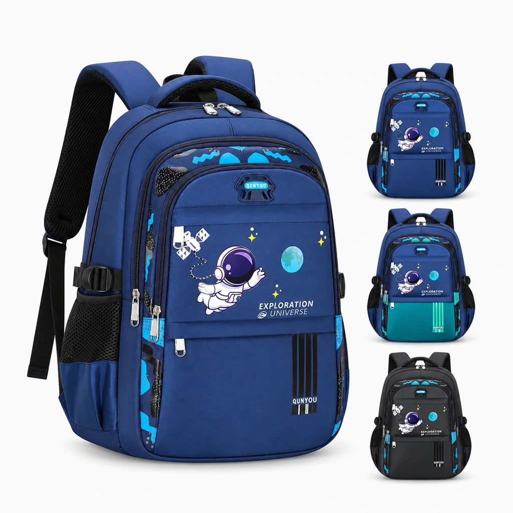 Sac scolaire garçon léger à rangements multiples, protection waterproof décorée