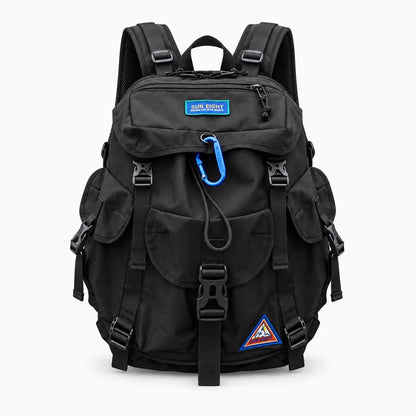 Sac à dos femme sport chic posé de profil, montrant la structure ergonomique et légère