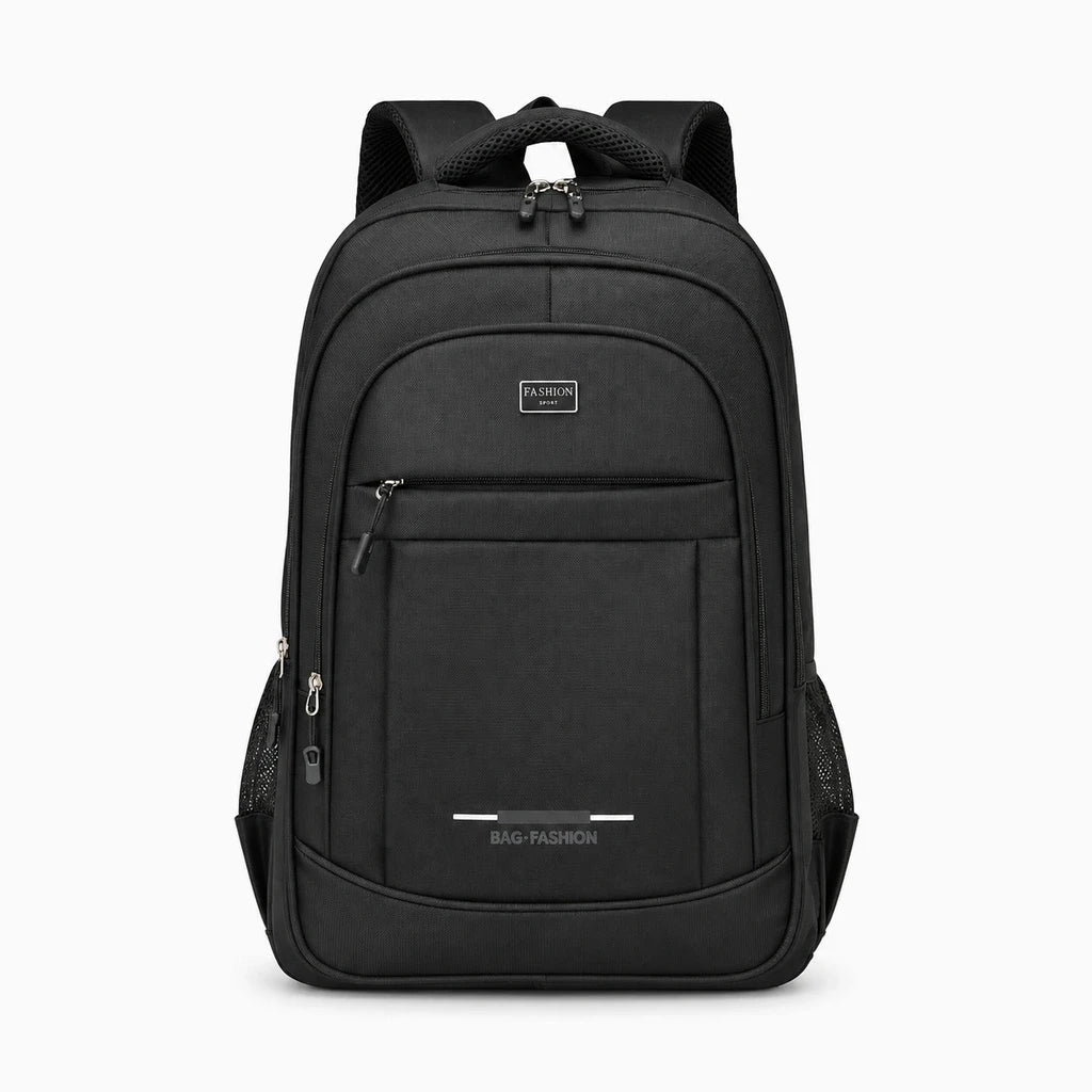 Sac à dos léger noir avec compartiment ordinateur portable, structure textile souple