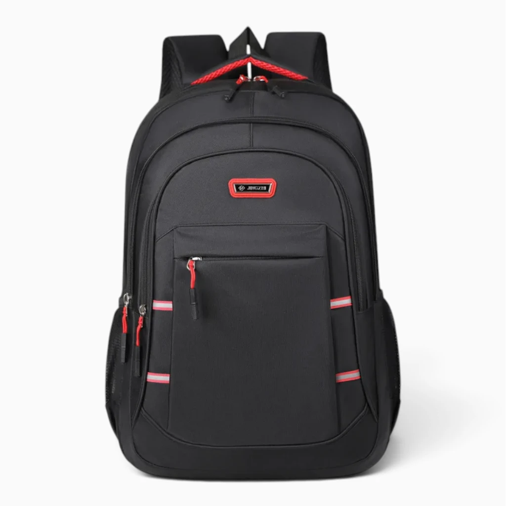Sac à dos ordi homme porté en situation professionnelle, vue de profil