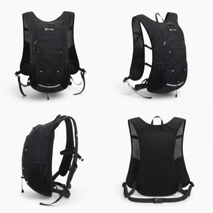Sac à dos running bleu marine avec bandes réfléchissantes et harnais ajustable