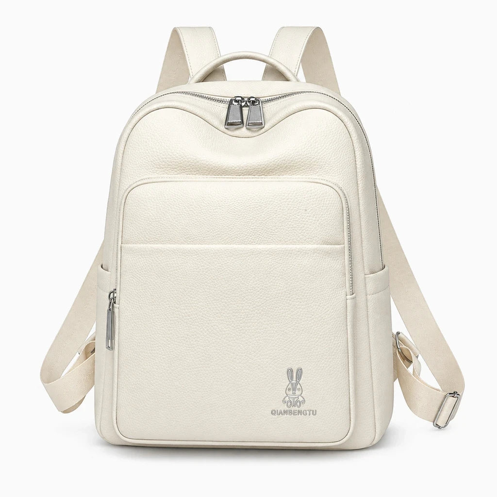 Sac à dos sport femme en PU noir avec bretelles réglables et grandes poches