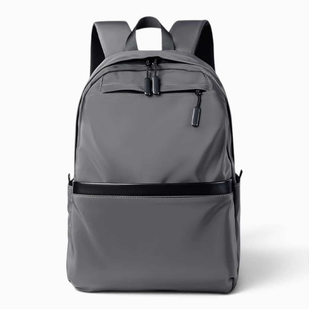 Grand sac à dos en tissu imperméable gris pour déplacements quotidiens