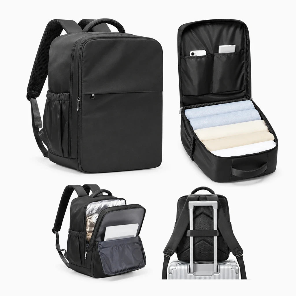 Sac à dos femme travail porté en bandoulière, style discret noir pour bureau et déplacements