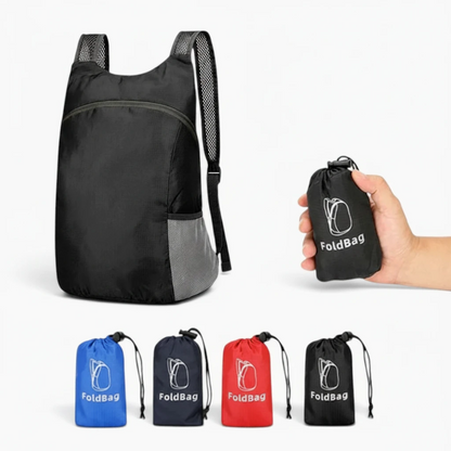 Sac à dos randonnée bleu fermé avec poignées de transport ergonomiques renforcées