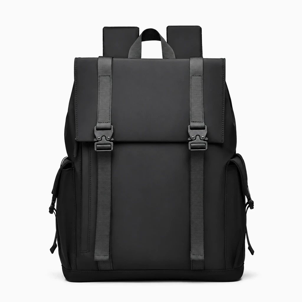 Sac à dos homme urbain noir vue de face avec sangles ajustables