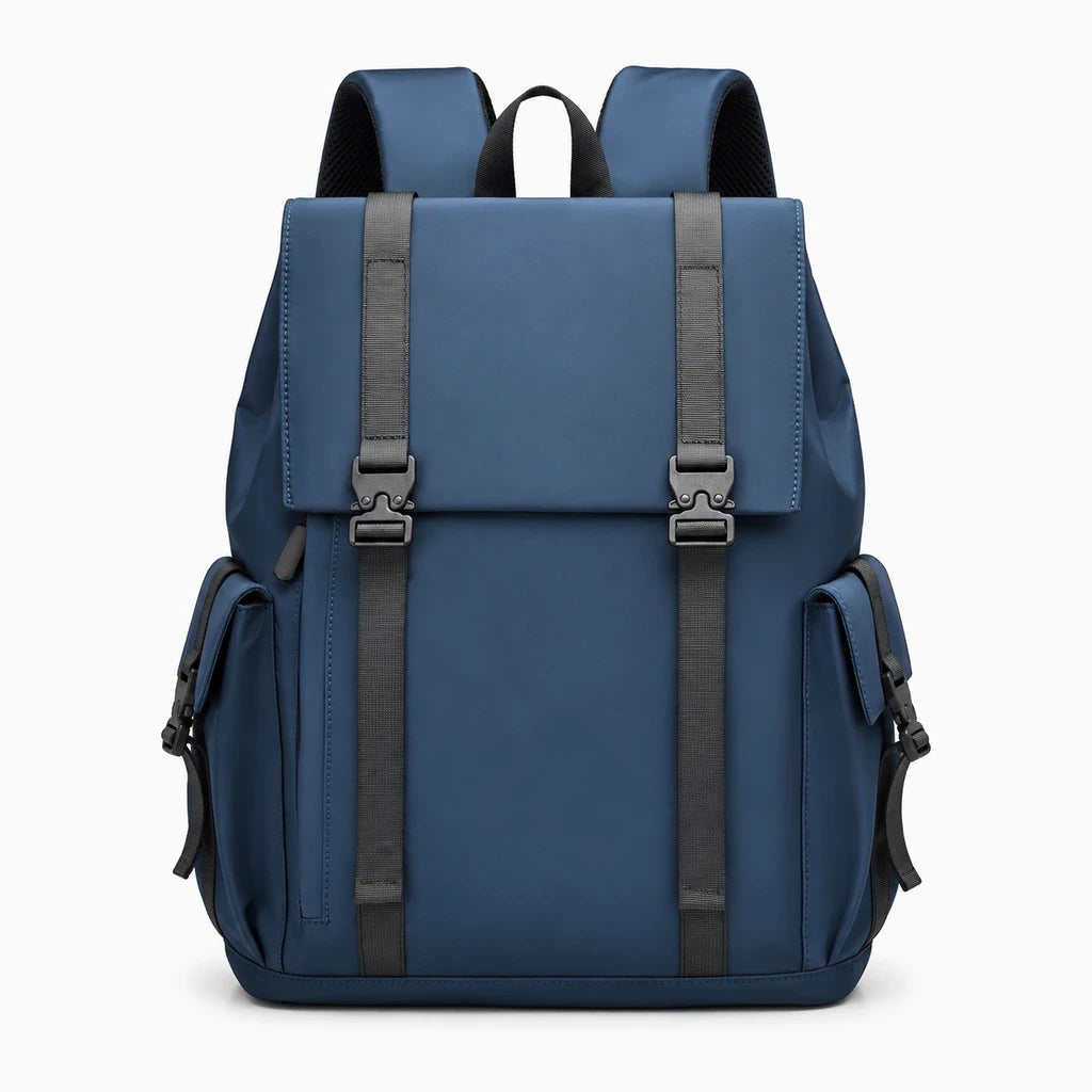 Sac à dos de voyage homme bleu marine détail poche latérale