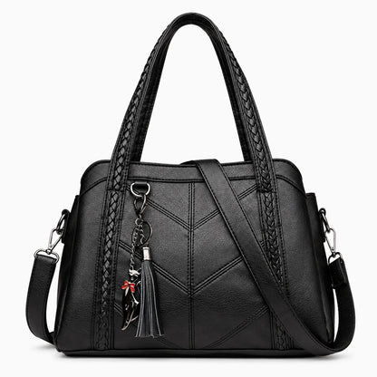 Cabas femme en cuir violet, bandoulière réglable, grande capacité de rangement