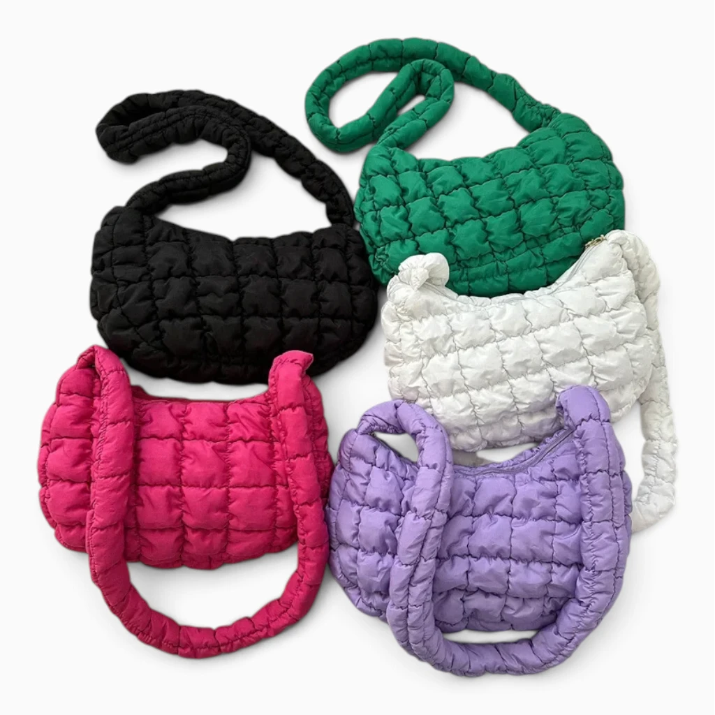 Sac bandoulière matelassé avec effet bulle de nuage et surpiqûres plissées