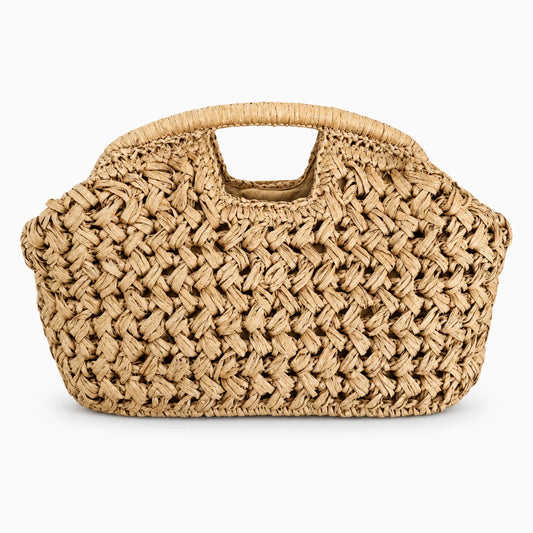 Sac à main panier en teinte naturelle avec tressage fin et fermeture sécurisée
