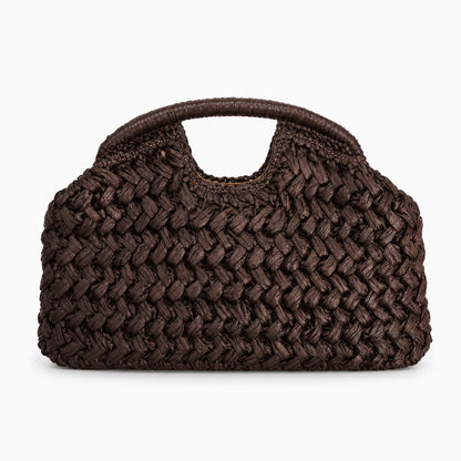 Détail du tressage fin du sac panier et de sa fermeture soignée