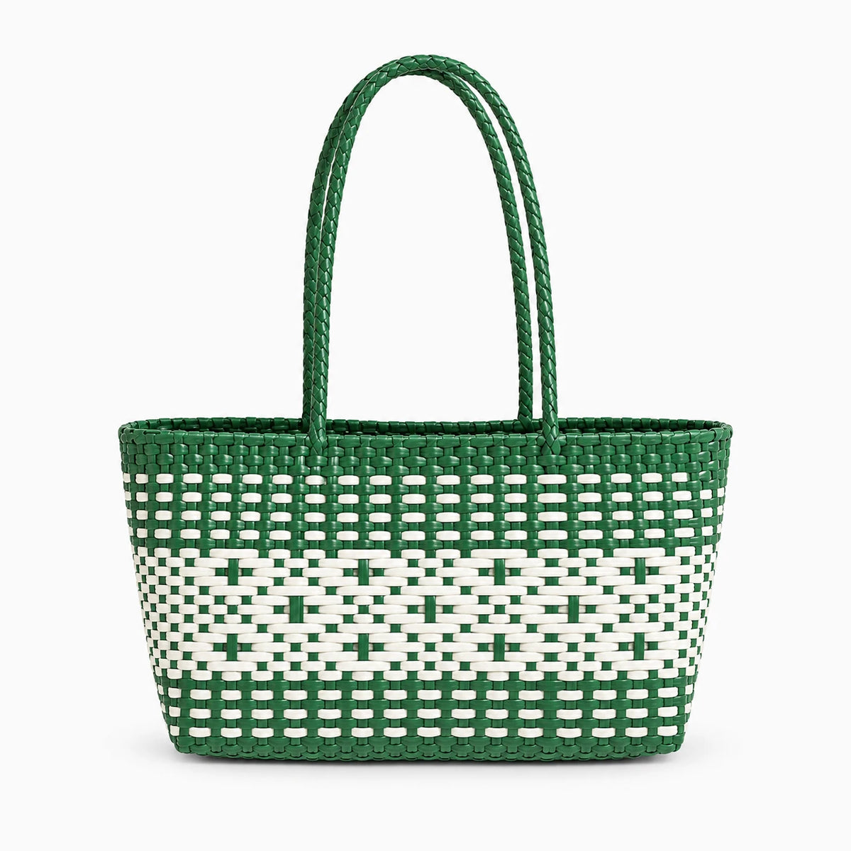 Sac panier tressé de plage aux motifs ajourés et colorés