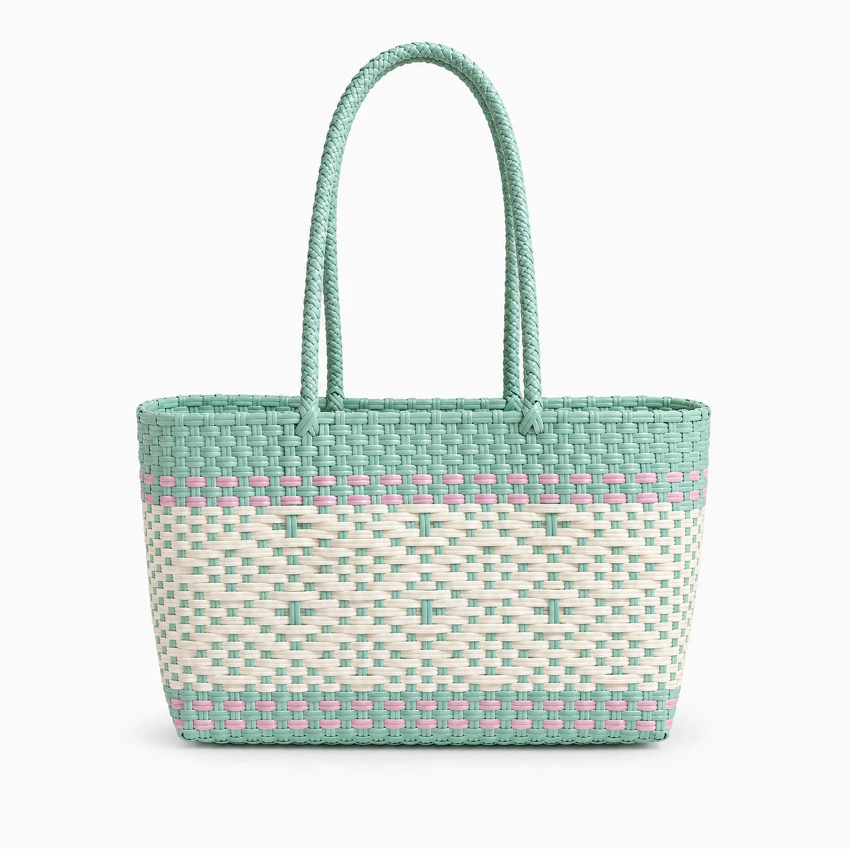Vue de face du sac à main tressé léger aux reliefs texturés