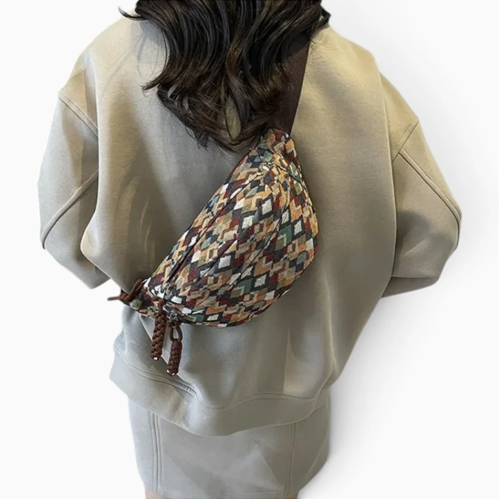 Sac banane ceinture pour femme en velours côtelé, porté à la hanche style bohème