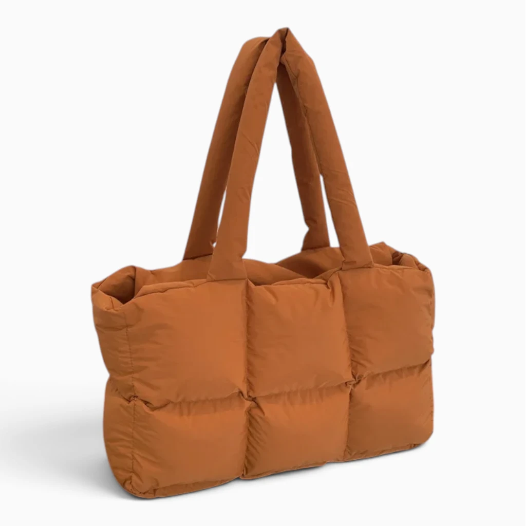 Sac bandoulière marron femme avec motif à carreaux matelassé