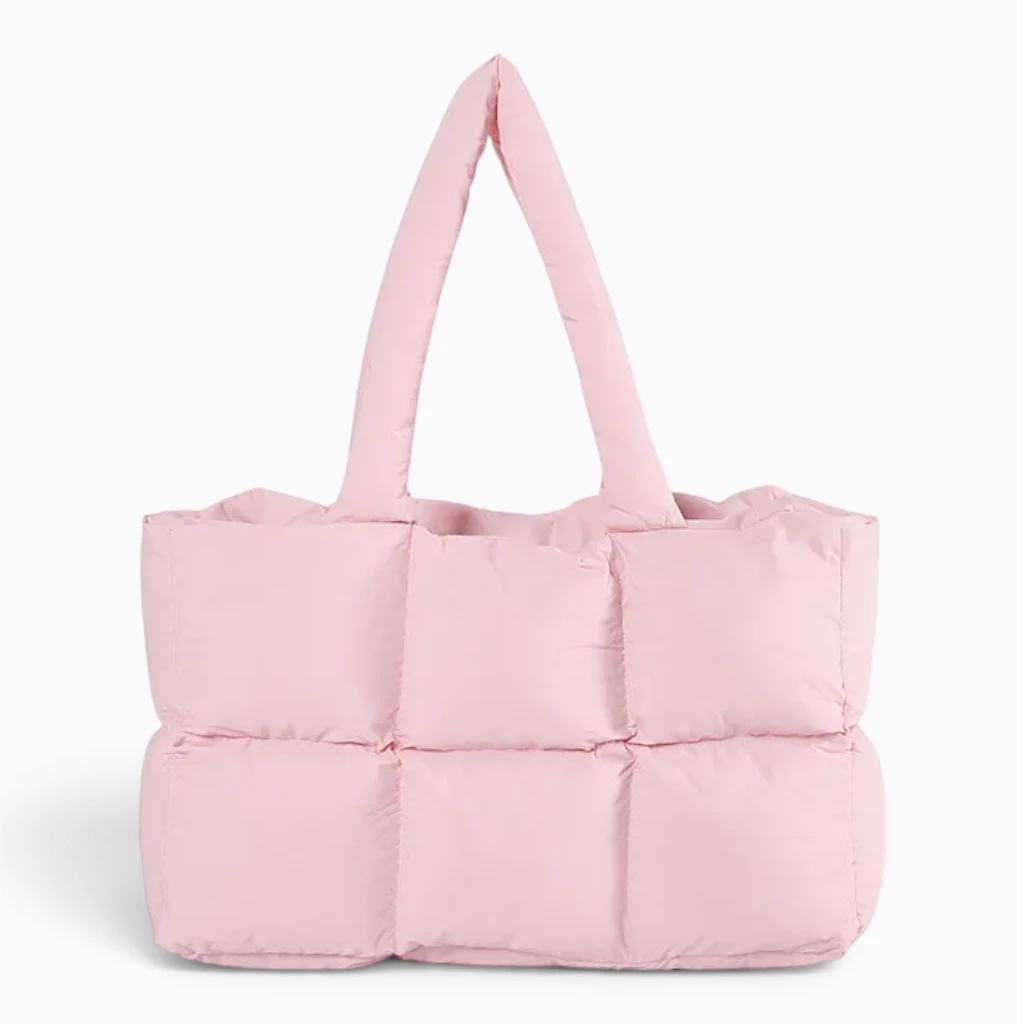 Sac bandoulière femme marron avec finition matelassée brillante