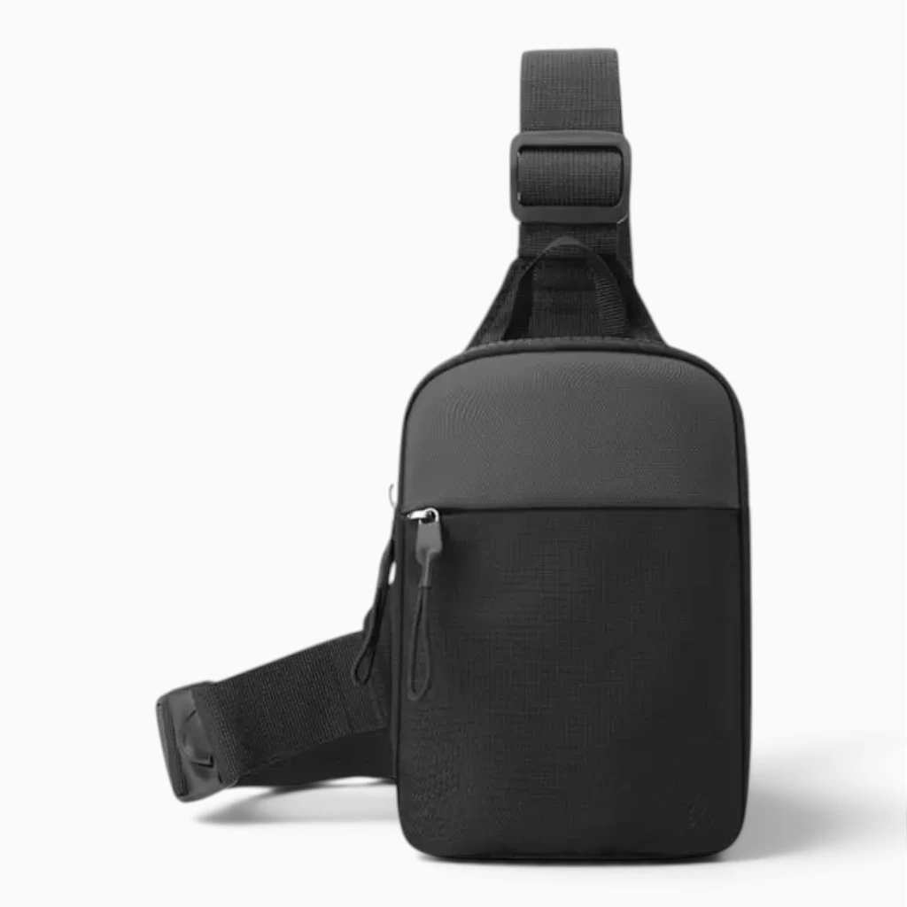 Sac ceinture homme en toile compact porté en bandoulière sur le corps