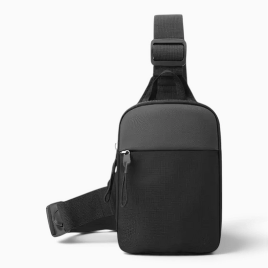 Sac ceinture homme en toile compact porté en bandoulière sur le corps