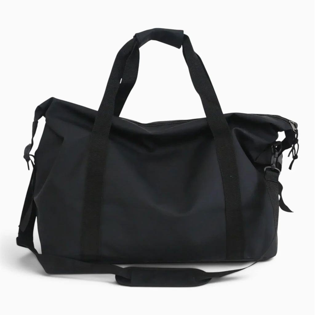 Sac de voyage pour avion noir, design épuré avec anse de transport