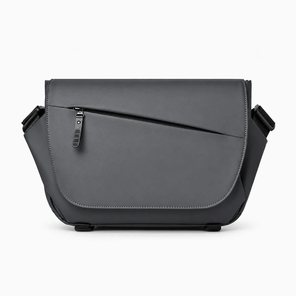 Sac messager gris avec bandoulière réglable vue de profil
