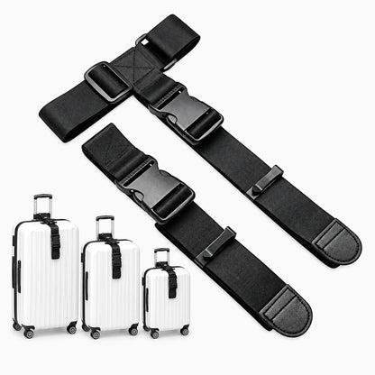 Sangle bagage élastique réglable avec boucle de fermeture rapide sur valise rigide