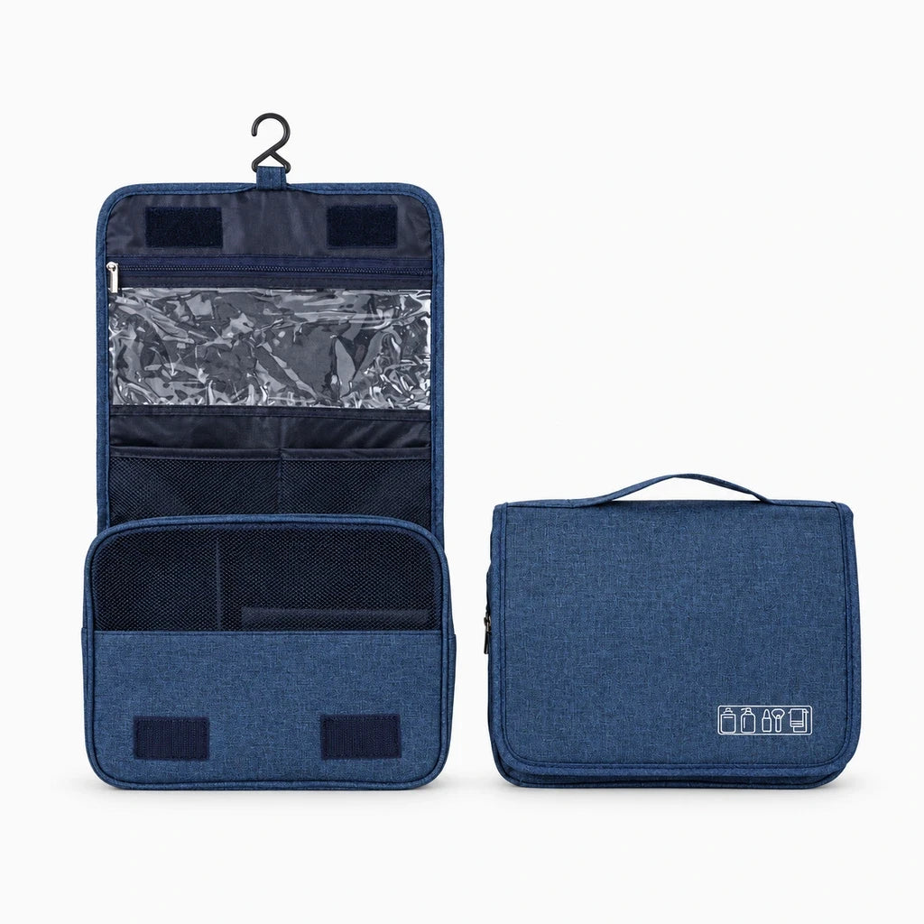 Trousse de toilette spacieuse femme fermée, format compact pour voyage