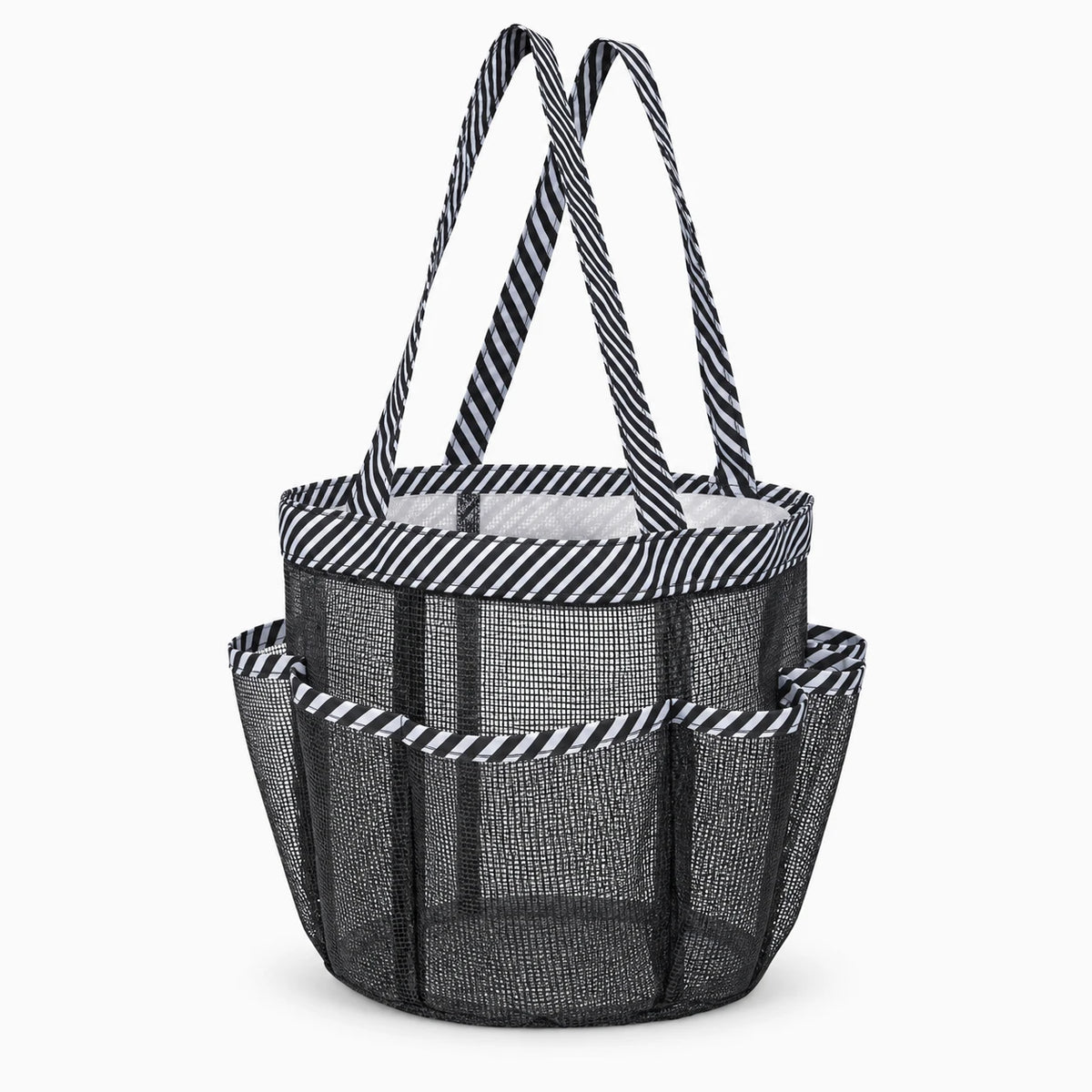 Trousse de toilette femme tissu à rayures, pliable et compacte pour voyage