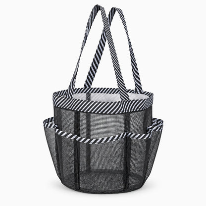 Trousse de toilette femme tissu à rayures, pliable et compacte pour voyage