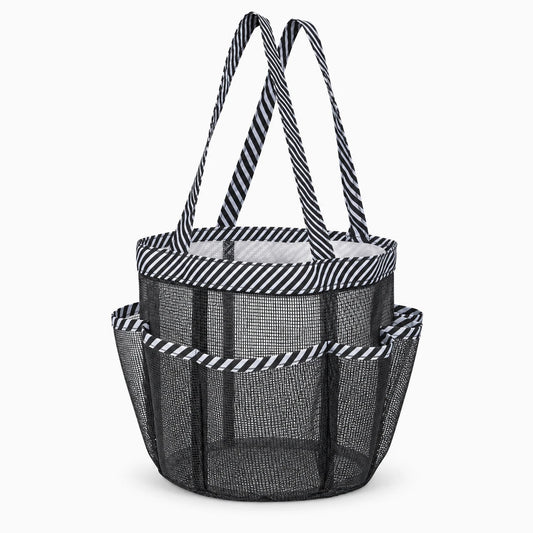 Trousse de toilette femme tissu à rayures, pliable et compacte pour voyage