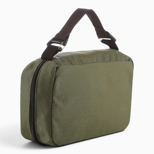 Trousse de toilette imperméable avec compartiments multiples, suspendue par son crochet intégré