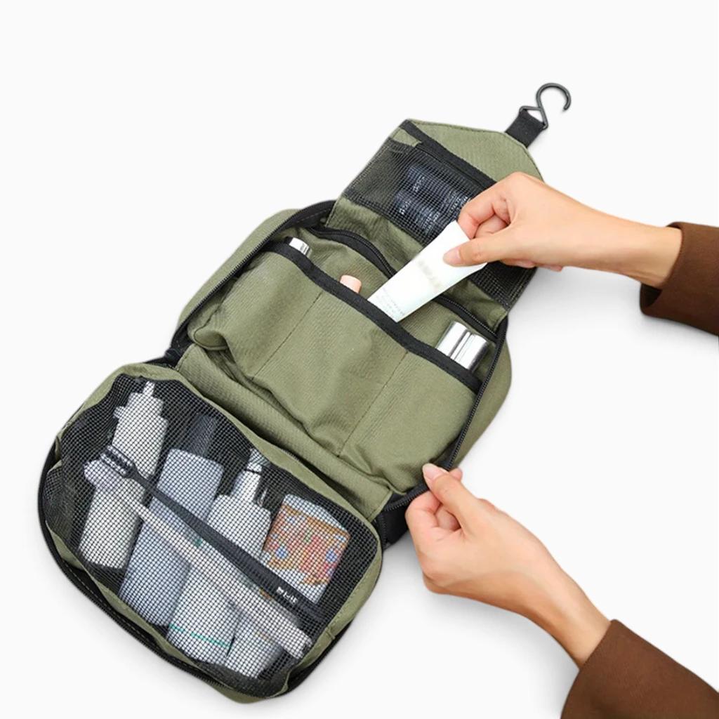 Organisateur de toilette portatif replié, dimension réduite pour bagage cabine